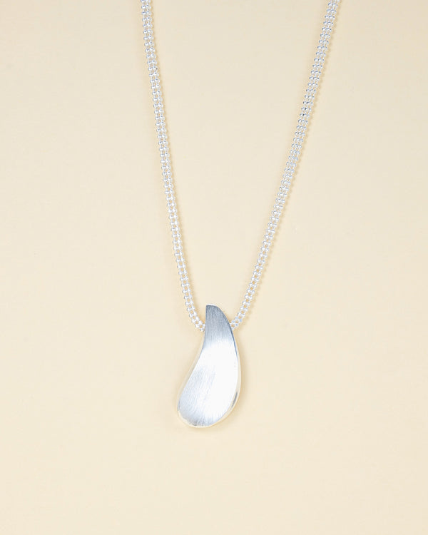 Sterling Silver Textured Petal Pendant Necklace - Zafari Studio Jewelry